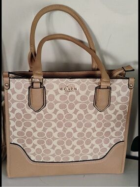 Unlisted Tan and Cream Signature Pattern Tote